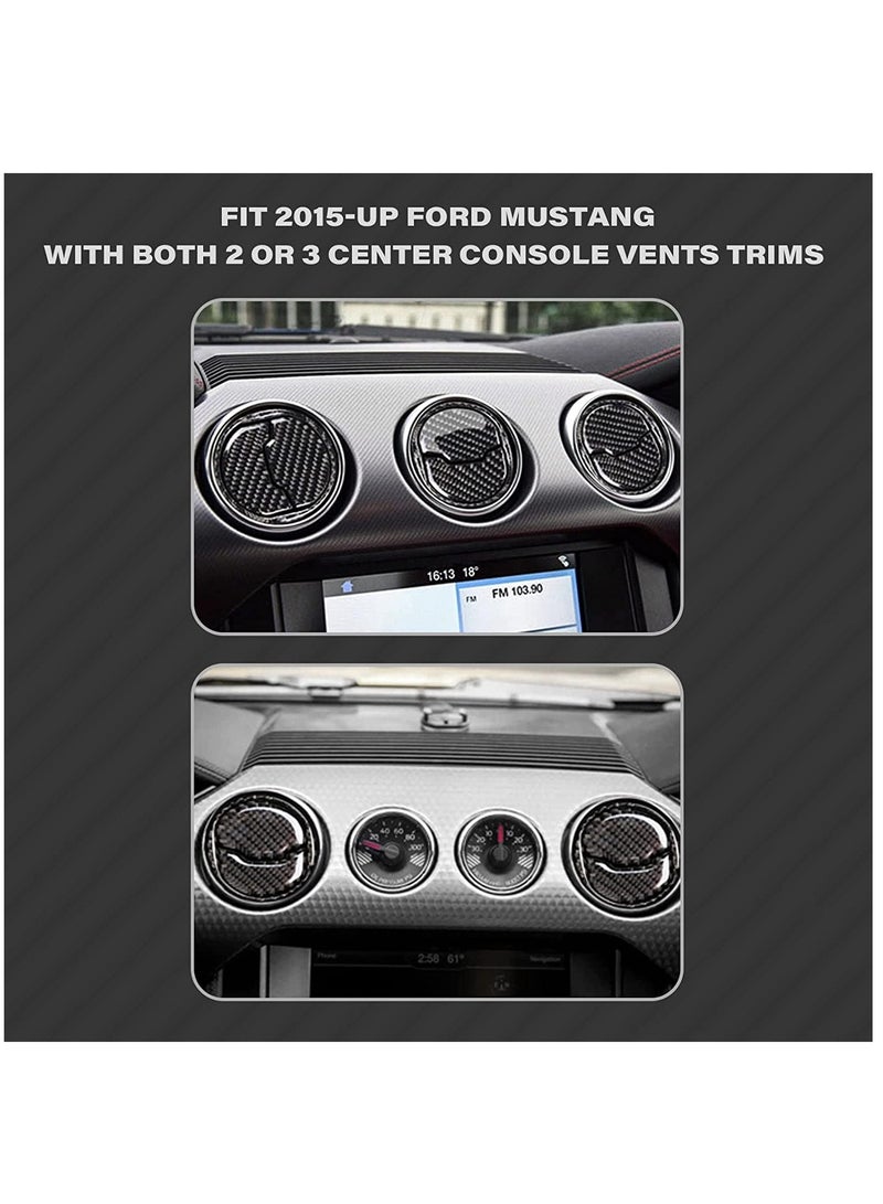 KASTWAVE Tech Air Vent AC Outlet Cover Trim, Genuine Soft Carbon Fiber, Compatible with Ford Mustang 2015-2017 - Image 2