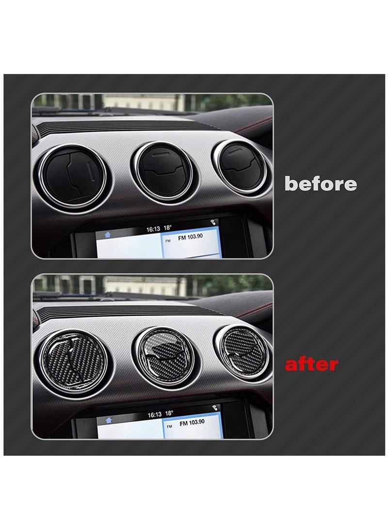 KASTWAVE Tech Air Vent AC Outlet Cover Trim, Genuine Soft Carbon Fiber, Compatible with Ford Mustang 2015-2017 - Image 4
