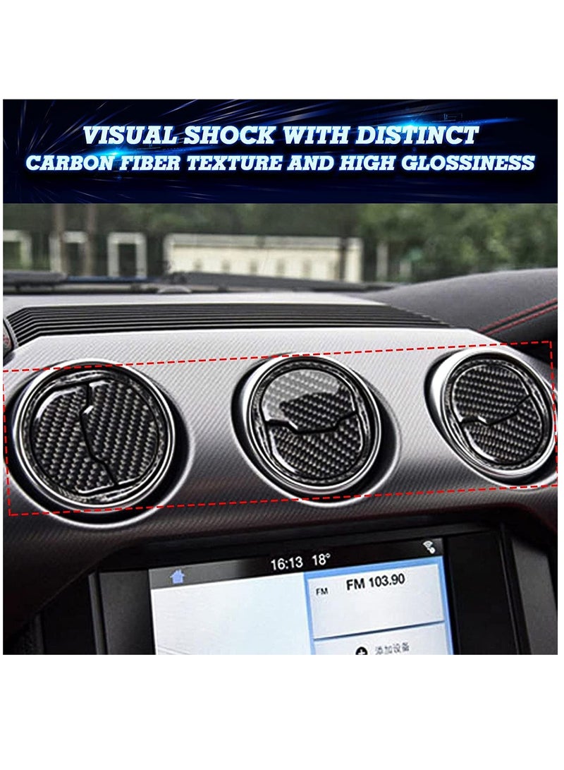KASTWAVE Tech Air Vent AC Outlet Cover Trim, Genuine Soft Carbon Fiber, Compatible with Ford Mustang 2015-2017 - Image 5
