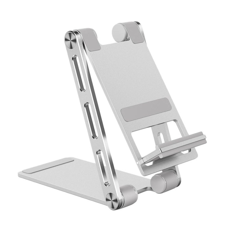 Aluminum Alloy Foldable Phone Holder Adjustable Tablet Stand Silver Portable Desktop Rack - Image 2