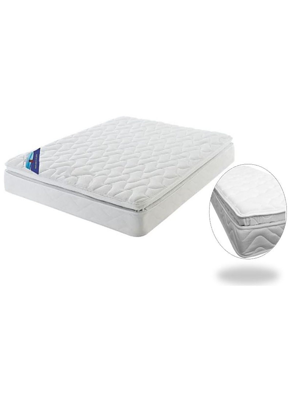 AWF AL WADI FURNITURE Box Top Series Mattress, Multilayer Euro Top Mattress Double Size, Breathable Foam, Soft Top Feel, Spine Balance, 120W x 190L x 18H cm, WHITE