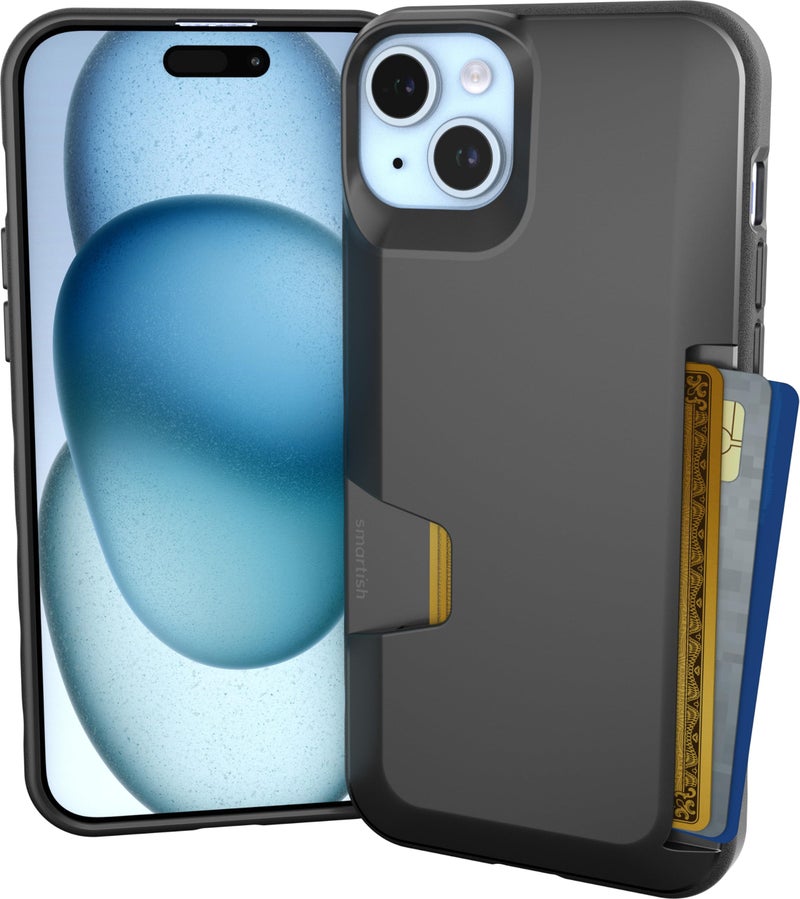 SmartishÂ® iPhone 15 Pro Max Wallet Case - Wallet Slayer Vol. 1 [Slim + Protective] Credit Card Holder - Drop Tested Hidden Card Slot Cover Compatible with Apple iPhone 15 Pro Max - Black Tie Affair - Image 1