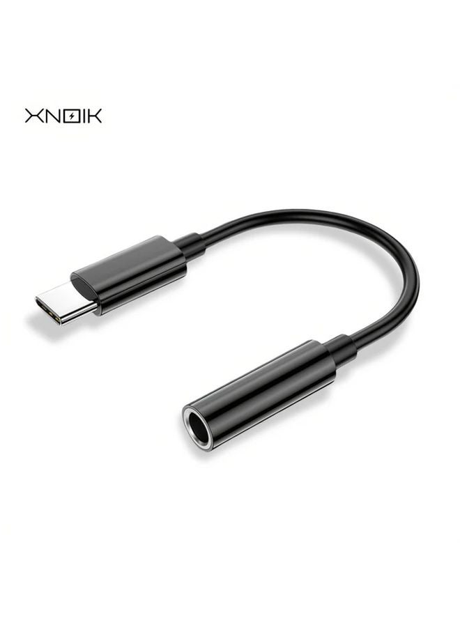 موديل B ABS أسود محول من USB C إلى مقسم سماعة الرأس 3.5 مم محول صوتي DAC لآيفون 16 15 برو ماكس سامسونج جالاكسي S24 S23 - Image 1