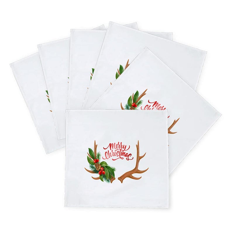 Khakee 6 Pcs Christmas Theme Silk Table Napkins 10x 10 for Xmas Decoration Christmas OrnamentsChristmas Giftxmas21155 - Image 2