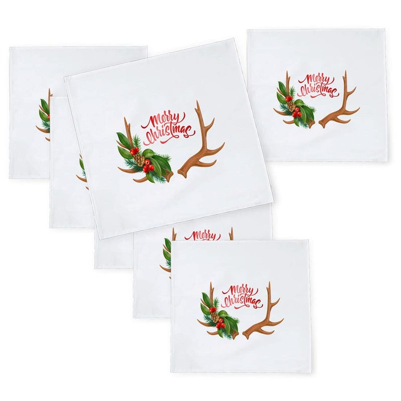 Khakee 6 Pcs Christmas Theme Silk Table Napkins 10x 10 for Xmas Decoration Christmas OrnamentsChristmas Giftxmas21155 - Image 1