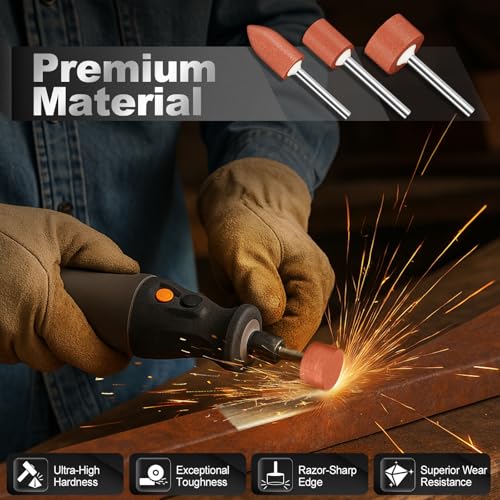 Ghzaocu 64Pcs Sanding Bits for Dremel Rotary Tools, 1/8" Shank Aluminum Oxide Grinding Stones and Sanding Drill Bits, Durable for Metal Rust Removal, Smoothing, Sharpening, Multiple Shapes to Meet More Needs - Image 4