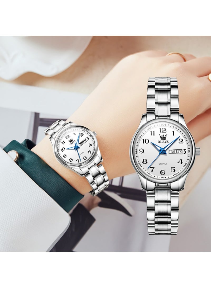 OLEVS Classic Watches For Women Analog Quartz Watch Stainless Steel Rugged Waterproof Watches Roman Numeral Unique Calendar Date Business Wrist Watch - Image 4