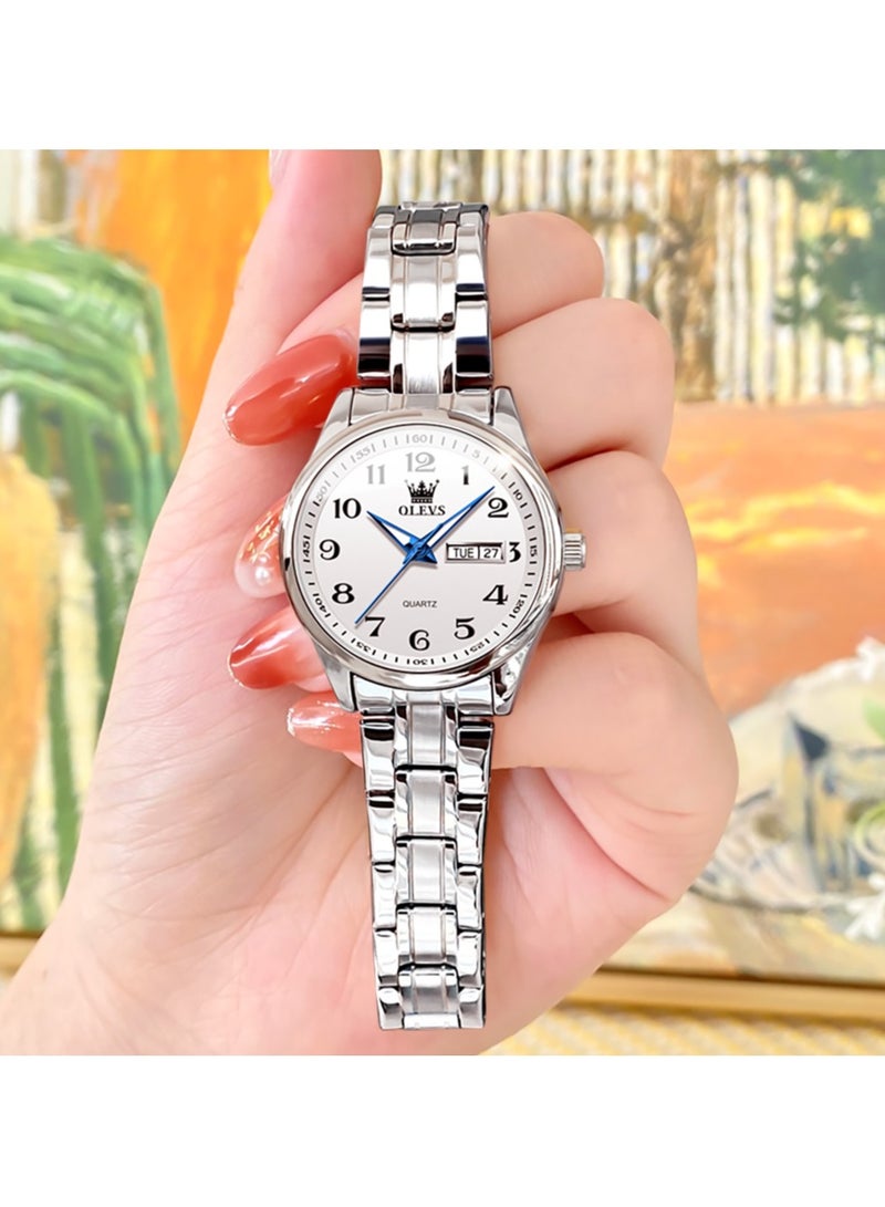 OLEVS Classic Watches For Women Analog Quartz Watch Stainless Steel Rugged Waterproof Watches Roman Numeral Unique Calendar Date Business Wrist Watch - Image 5