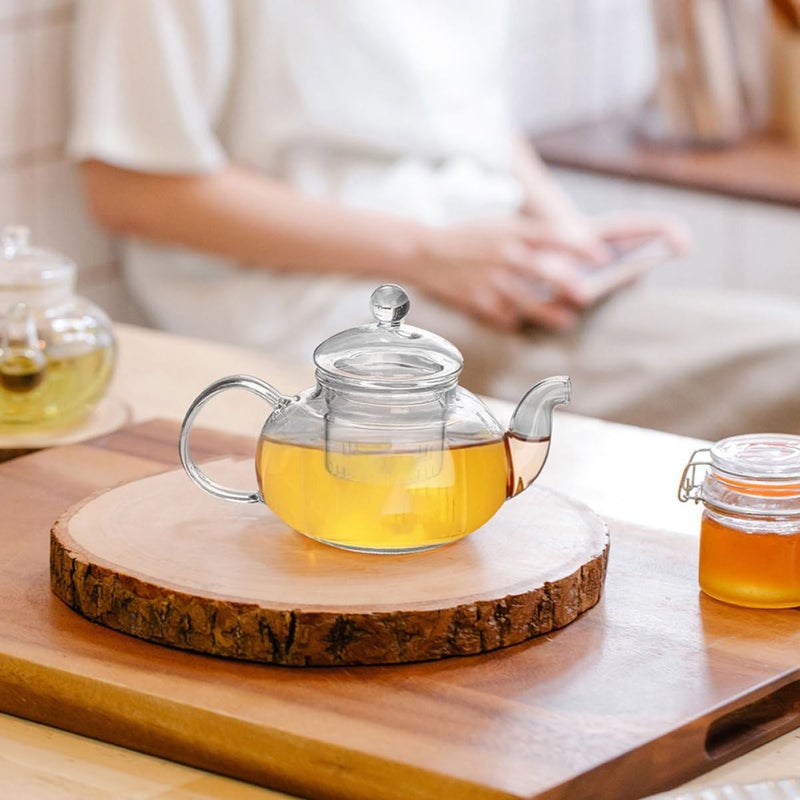 Glass Tea Strainer With Lid And Removable Filter 400ml Steeper Set For Home Office - Image 5