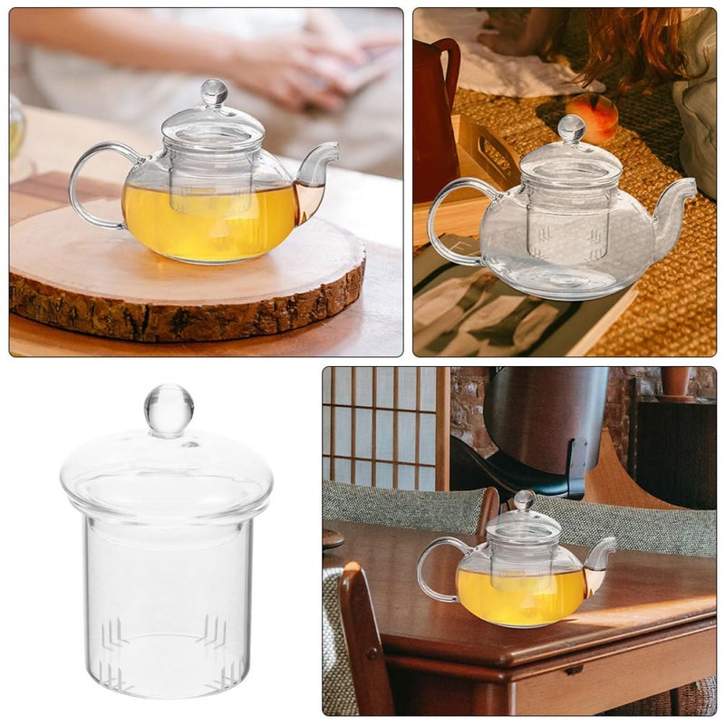 Glass Tea Strainer With Lid And Removable Filter 400ml Steeper Set For Home Office - Image 4