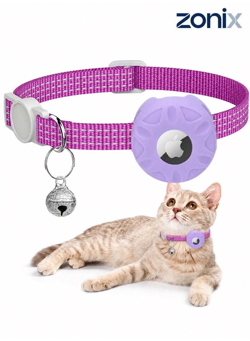 زونيكس Cat Collar with Airtag Holder Waterproof Breakaway Reflective Luminous Safety Bell Adjustable for Cats Small Dogs Everyday Use Outdoor Home - Image 1