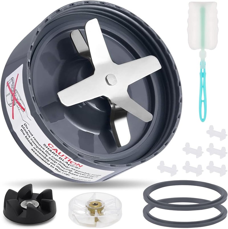 Feilifan 12 Pieces Blade Replacement Parts for NutriBullet Blender Extractor Cross Blade, Gear Rubber Gasket and Shock Pad Compatible with NutriBullet 600W & Pro 900W series - Image 1
