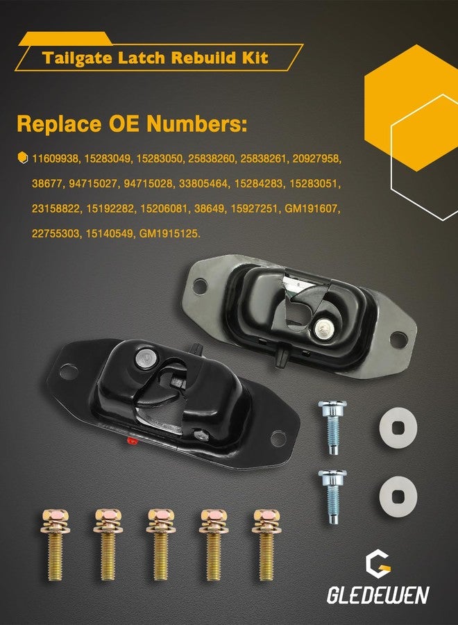 Gledewen Tailgate Latch Rebuild Kit, Compatible with 2007-2014 Chevy Silverado GMC Sierra, Replaces# 15140549 25838260 20927958 23158822 22755303, Tailgate Parts Handle Bezel Latch Cables Rods Accessories - Image 3
