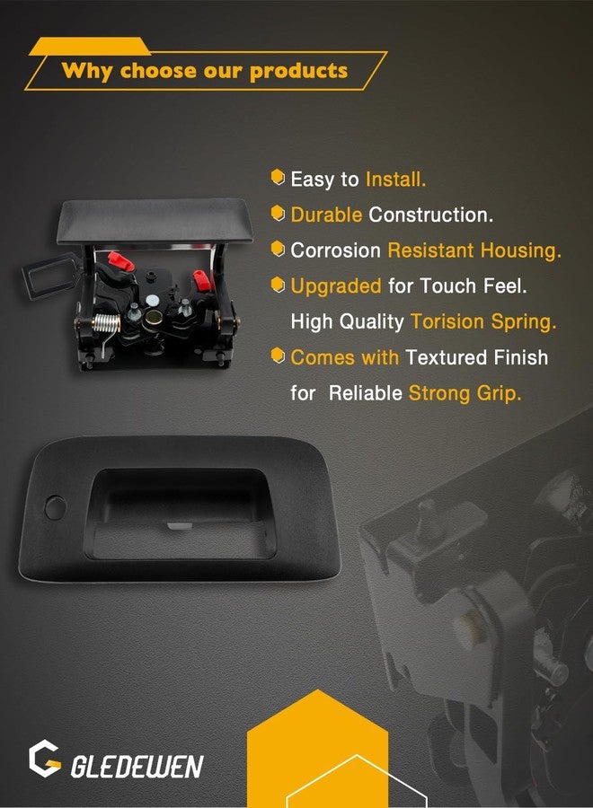 Gledewen Tailgate Latch Rebuild Kit, Compatible with 2007-2014 Chevy Silverado GMC Sierra, Replaces# 15140549 25838260 20927958 23158822 22755303, Tailgate Parts Handle Bezel Latch Cables Rods Accessories - Image 5