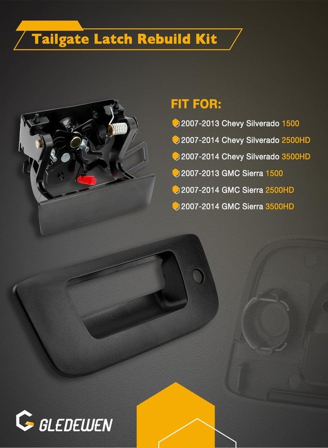 Gledewen Tailgate Latch Rebuild Kit, Compatible with 2007-2014 Chevy Silverado GMC Sierra, Replaces# 15140549 25838260 20927958 23158822 22755303, Tailgate Parts Handle Bezel Latch Cables Rods Accessories - Image 2