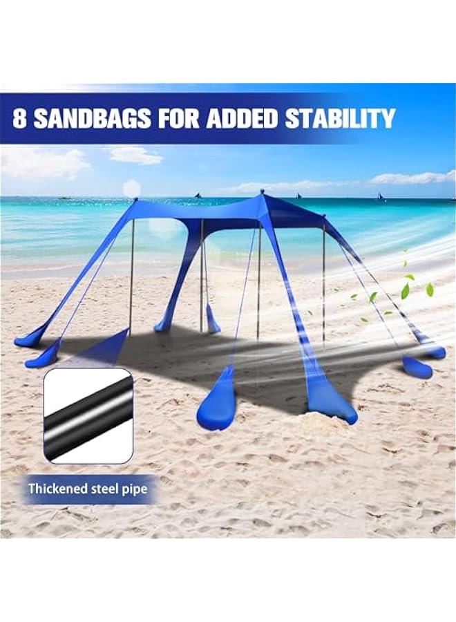 Captaintech Beach Tent Sun Shelter 10x10FT Beach Shade Canopy with 8 Sandbags, UPF 50+ Protection Beach Shade Canopy, Outdoor Tent for Beach Camping Trips, Fishing, Backyard - Image 3