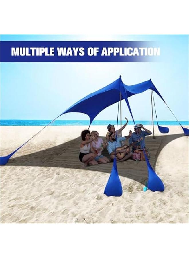 Captaintech Beach Tent Sun Shelter 10x10FT Beach Shade Canopy with 8 Sandbags, UPF 50+ Protection Beach Shade Canopy, Outdoor Tent for Beach Camping Trips, Fishing, Backyard - Image 5