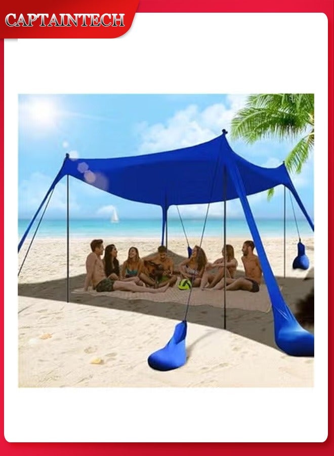 Captaintech Beach Tent Sun Shelter 10x10FT Beach Shade Canopy with 8 Sandbags, UPF 50+ Protection Beach Shade Canopy, Outdoor Tent for Beach Camping Trips, Fishing, Backyard - Image 1