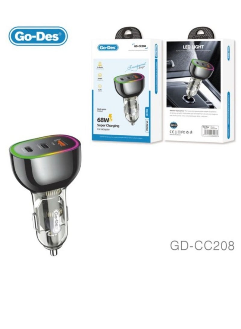 ELTRAZONE "GD-CC208 68W Super Charging Car Adapter – Fast and Efficient Vehicle Charger"