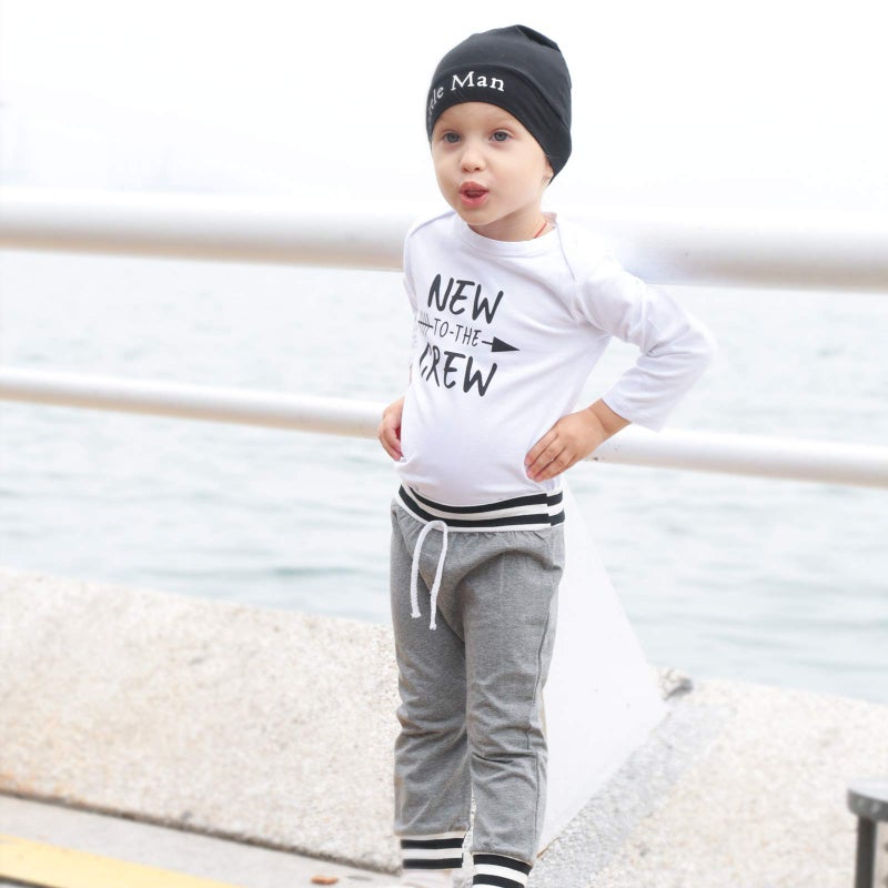 Renotemy Infant Baby Clothes Boy Long Sleeve Outfit New to The Crew Outfits Baby Boy Clothes 3-6 Months White - Image 2
