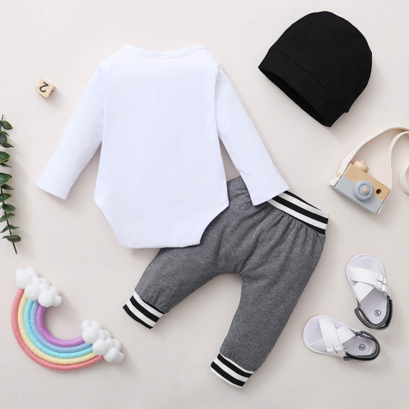 Renotemy Infant Baby Clothes Boy Long Sleeve Outfit New to The Crew Outfits Baby Boy Clothes 3-6 Months White - Image 4