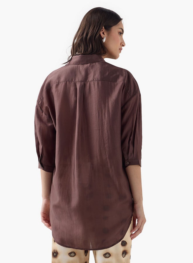 Splash FAV Relaxed Fit High Low Shirt with 3/4 Sleeves - Image 3