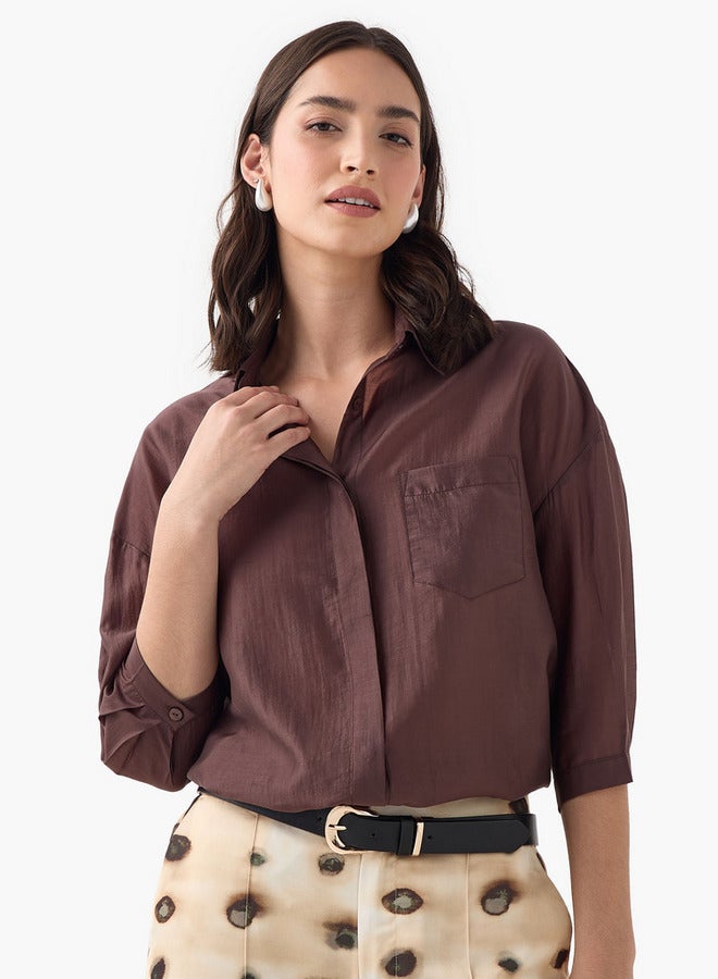 Splash FAV Relaxed Fit High Low Shirt with 3/4 Sleeves - Image 1