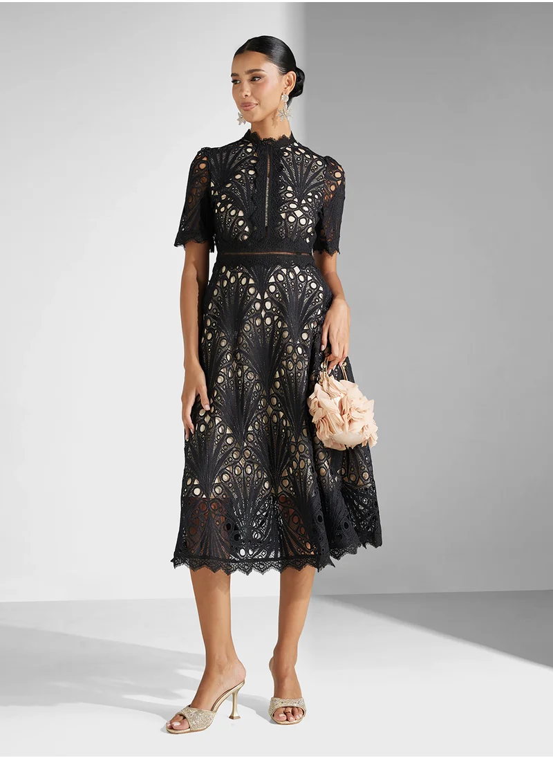 Ginger Boutique Lace Embroidered A Line Dress