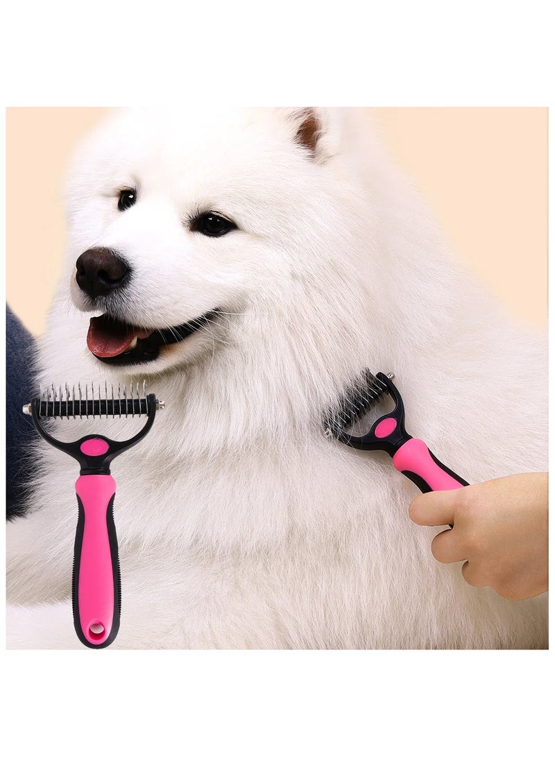 2pcs Pet Grooming Brush Set Large & Small Double Sided Rake Comb for Dogs and Cats, Easy Shedding & Dematting - Image 2