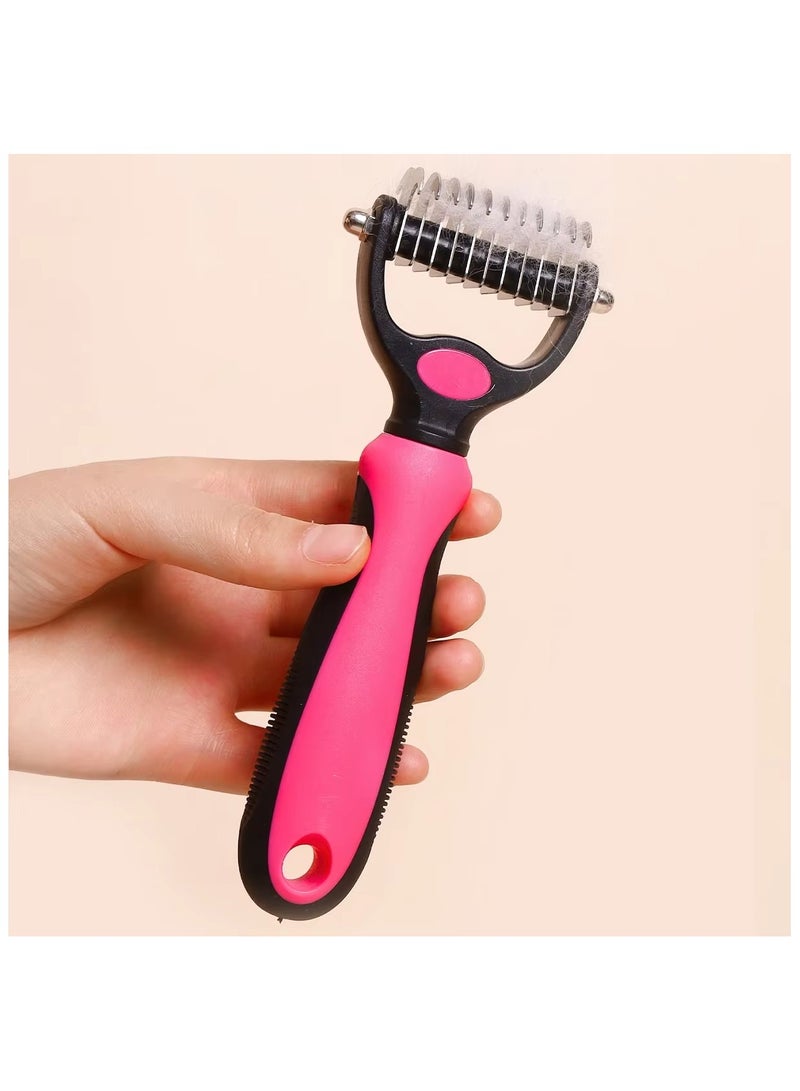 2pcs Pet Grooming Brush Set Large & Small Double Sided Rake Comb for Dogs and Cats, Easy Shedding & Dematting - Image 4