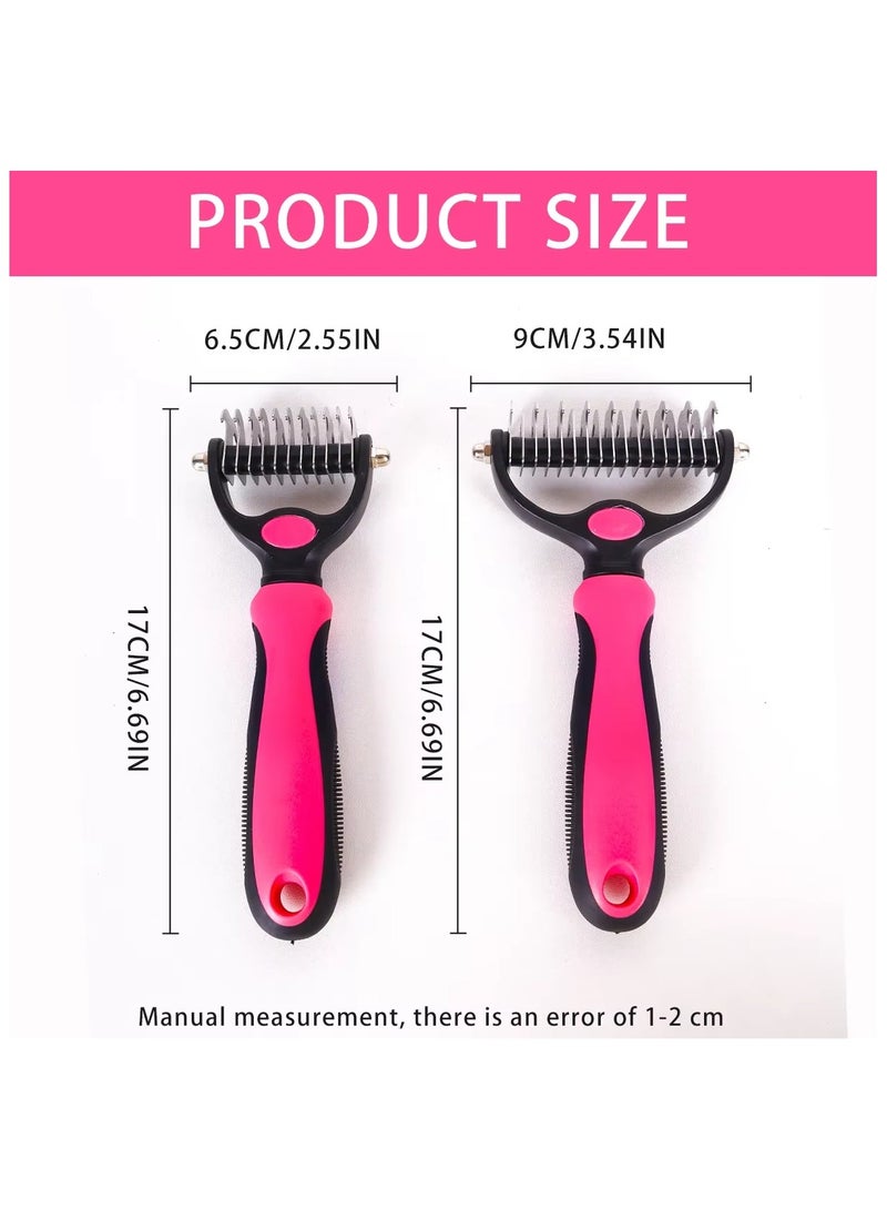 2pcs Pet Grooming Brush Set Large & Small Double Sided Rake Comb for Dogs and Cats, Easy Shedding & Dematting - Image 3