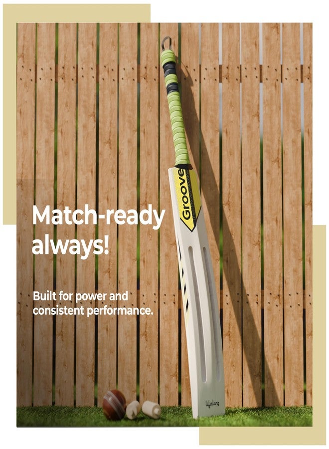 Lifelong Adult Scoop bat | Standard Size Cricket Bat | Lightweight Poplar Wood | Soft & Medium Tennis Ball Play | Durable Rubber Grip | Fast Swing Groove Design | Tournament-Ready Wooden Bat - Image 5