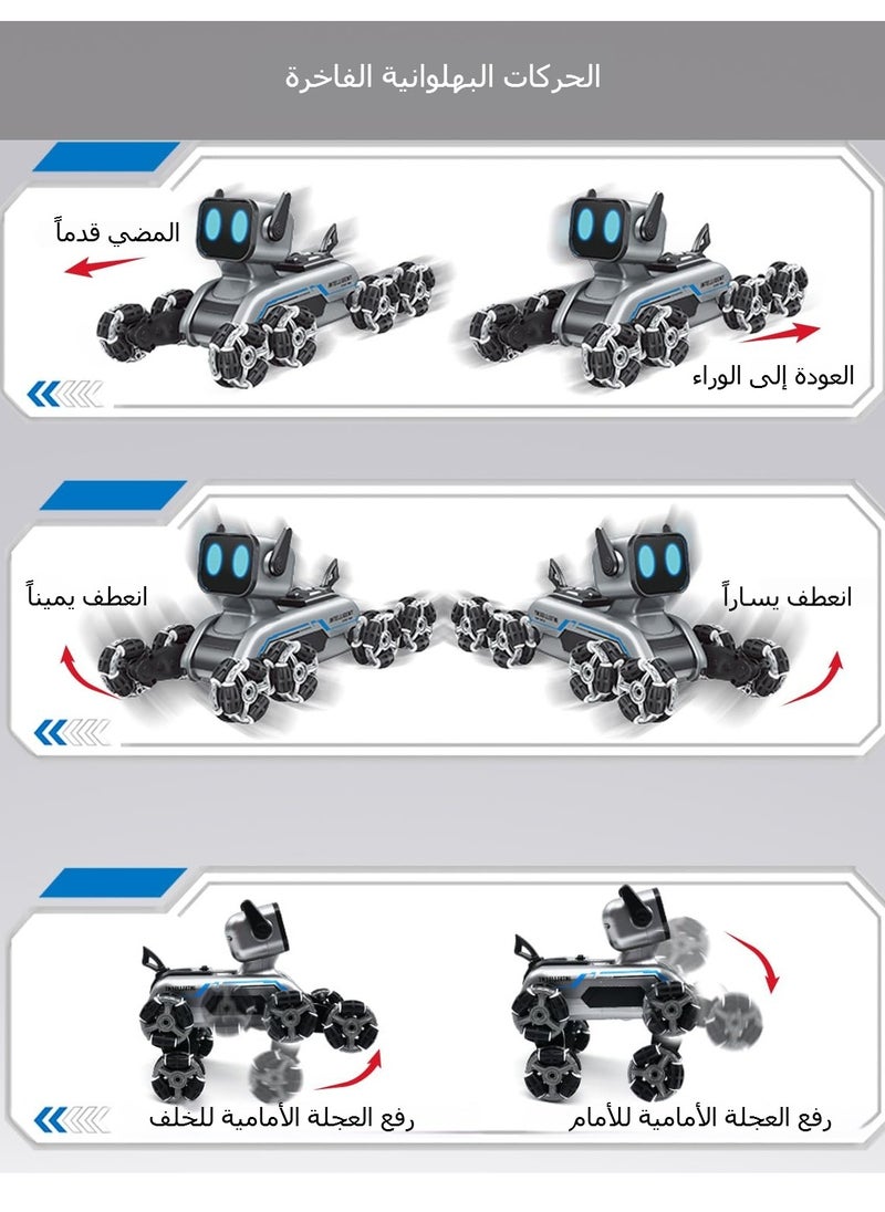 اكسيسن - روبوت التحكم عن بعد، كلب آلي 2.4Ghz، روبوت حيلة ثماني عجلات، مجهز بالموسيقى والضوء، التحكم في استشعار الإيماءات، بطاريات قابلة لإعادة الشحن 2pcs، هدية عيد ميلاد للأولاد - Image 1