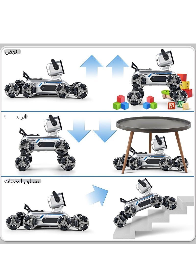 اكسيسن - روبوت التحكم عن بعد، كلب آلي 2.4Ghz، روبوت حيلة ثماني عجلات، مجهز بالموسيقى والضوء، التحكم في استشعار الإيماءات، بطاريات قابلة لإعادة الشحن 2pcs، هدية عيد ميلاد للأولاد - Image 1