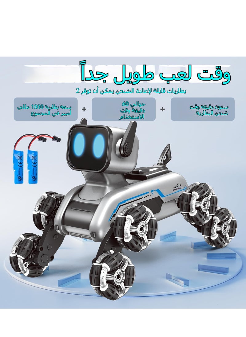 اكسيسن - روبوت التحكم عن بعد، كلب آلي 2.4Ghz، روبوت حيلة ثماني عجلات، مجهز بالموسيقى والضوء، التحكم في استشعار الإيماءات، بطاريات قابلة لإعادة الشحن 2pcs، هدية عيد ميلاد للأولاد - Image 1