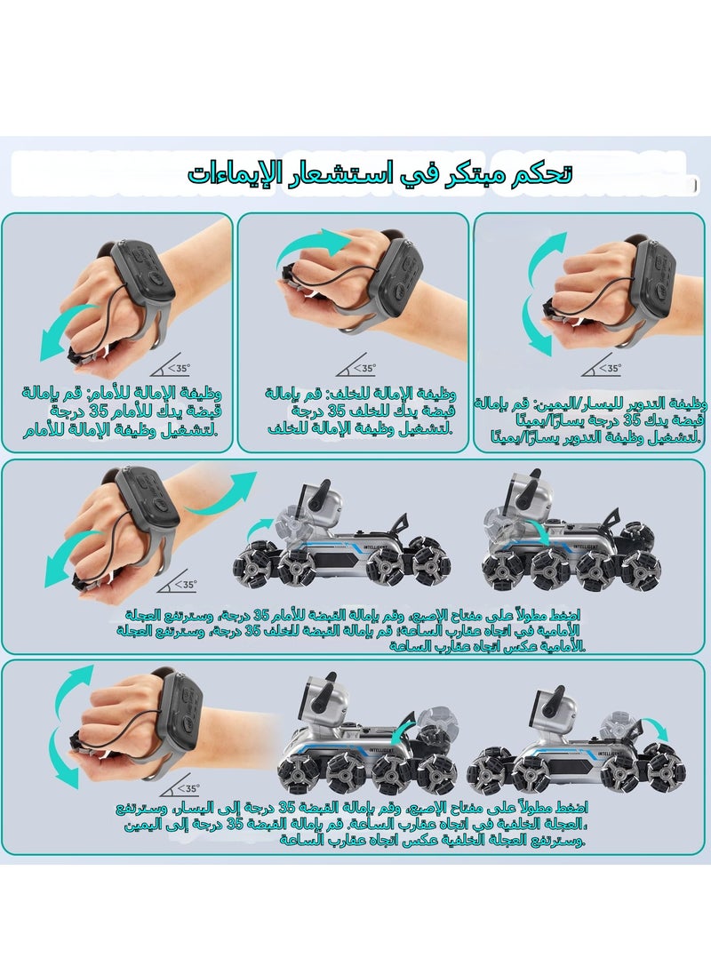 اكسيسن - روبوت التحكم عن بعد، كلب آلي 2.4Ghz، روبوت حيلة ثماني عجلات، مجهز بالموسيقى والضوء، التحكم في استشعار الإيماءات، بطاريات قابلة لإعادة الشحن 2pcs، هدية عيد ميلاد للأولاد - Image 1