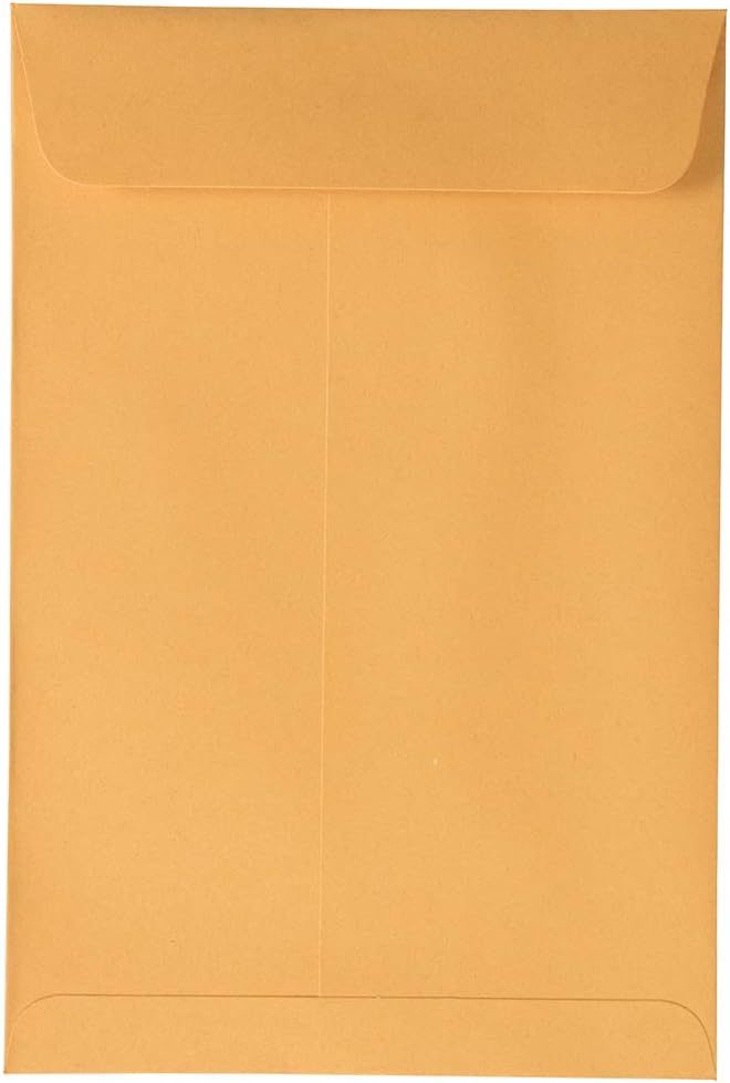 JAM Paper 6 x 9 Open End Catalog Envelopes with Peel and Seal Closure - Brown Kraft Manila - 50/Pack - Image 1