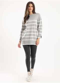 Striped Color Contrast Pullover