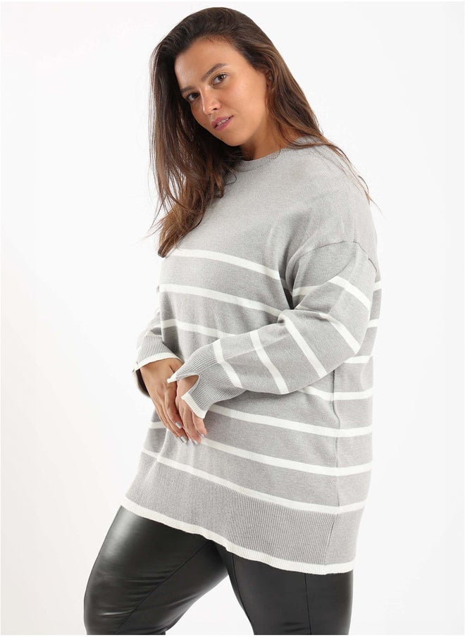 Clue - Striped Color Contrast Pullover - Image 1
