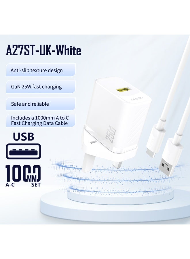 DUDAO A27STUK-W 25W USB A TO TYPEC HOME CHARGER 1.2M - Image 2