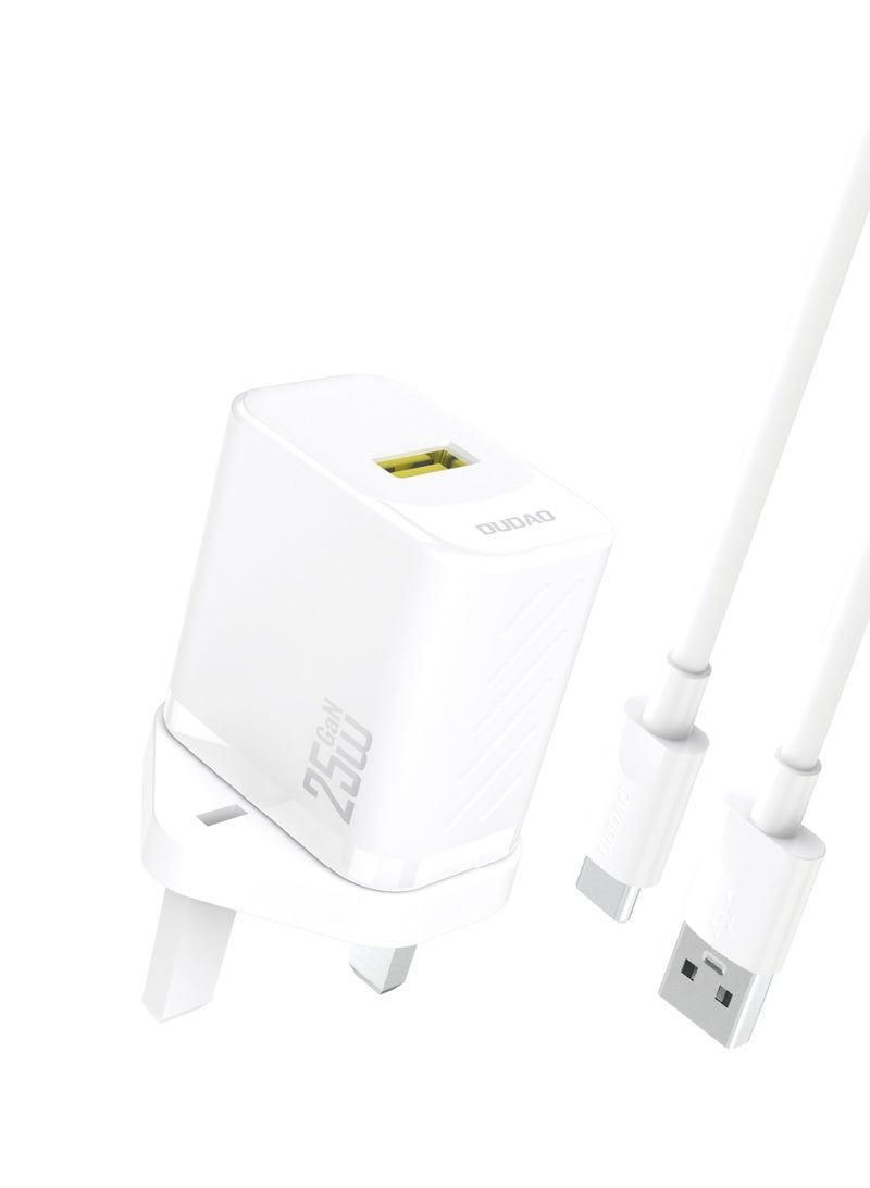 DUDAO A27STUK-W 25W USB A TO TYPEC HOME CHARGER 1.2M - Image 1