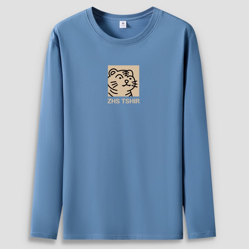 Combed cotton 200g solid color round neck long-sleeved T-shirt men's and women's same inner long-sleeved shirt bottoming shirt advertising shirt - Image 1