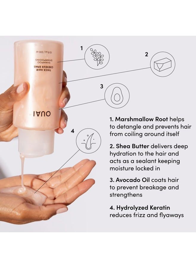 Ouai Thick Shampoo - Moisturizing Shampoo with Keratin, Marshmallow Root, Shea Butter, Avocado Oil for Thick Hair - Strengthens & Hydrates Strands - Paraben, Phthalate, Sulfate Free Shampoo (10 Fl Oz) - Image 3