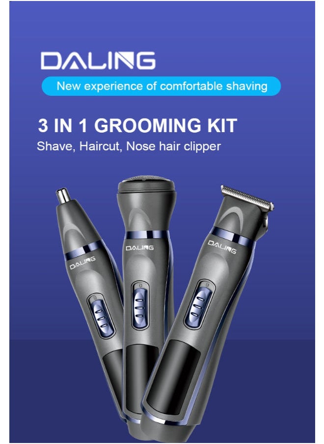 Daling Ear And Nose Hair Trimmer Rechargeable 3In1 Versatile Trimmer For Men Professional Painless Electric Shaver For Nose Ear Beard Facial Pubic Hair Body Hair Trimmer For Men Wet Or Dry Use  - Image 1