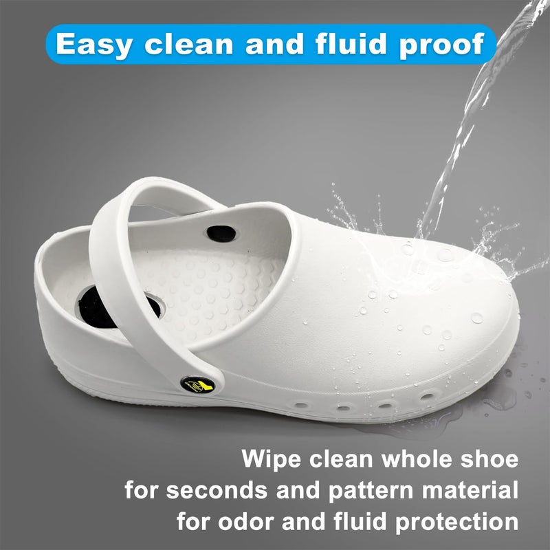 earthinglife Professional Nurses Shoes for Women Men Slip Resistant Waterproof Work Shoes for Doctor Chef Food Service Nursing Slip-On White - Image 5
