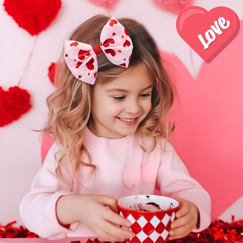 winthrop 4 Pcs Valentine's Day Hair Clips Bow Hair Accessories Cute Love Heart Pattern Glitter Laser Hair Barrettes Holiday Headdress Hairpin for Girls Women Kids Party Cosplay Prezzie - Image 5