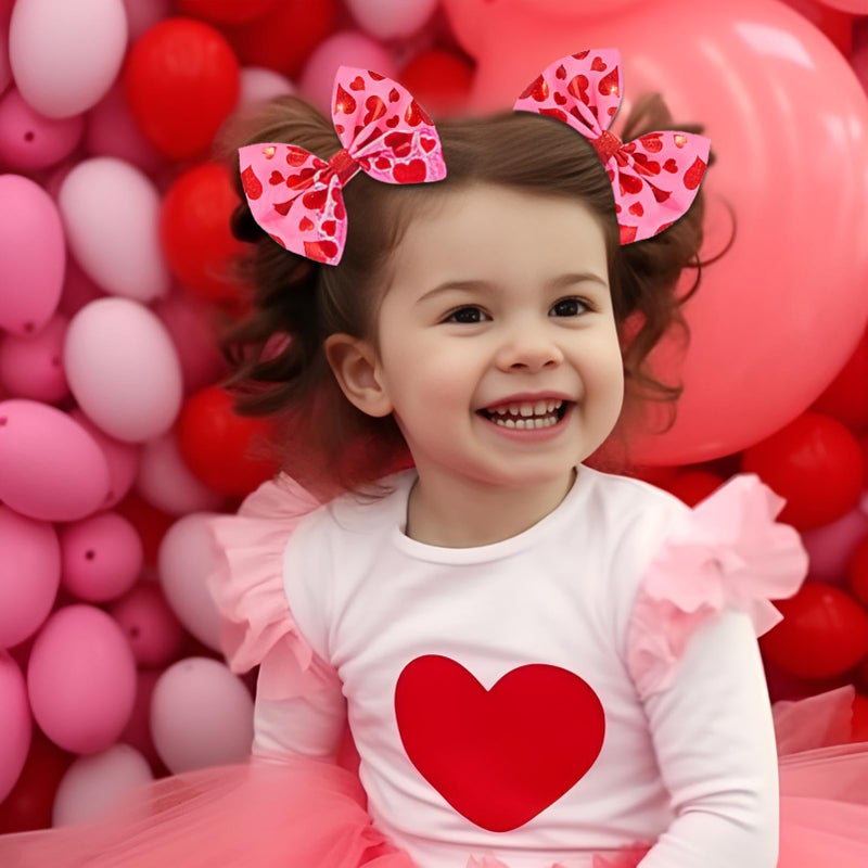 winthrop 4 Pcs Valentine's Day Hair Clips Bow Hair Accessories Cute Love Heart Pattern Glitter Laser Hair Barrettes Holiday Headdress Hairpin for Girls Women Kids Party Cosplay Prezzie - Image 4