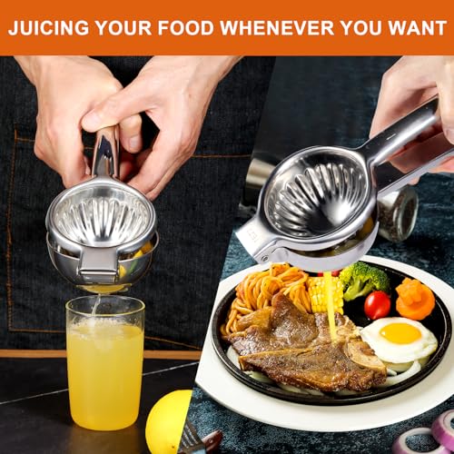 TEZZ Upgrated Extra Large Lemon Squeezer, Heavy Duty Handhelp Orange Juicer with 3.47'' extra big Filter Bowl, Stainless Steel Hand Press Citrus Juicer, Lime Squeezer Bar Tool, Manual Citrus Press - Image 5