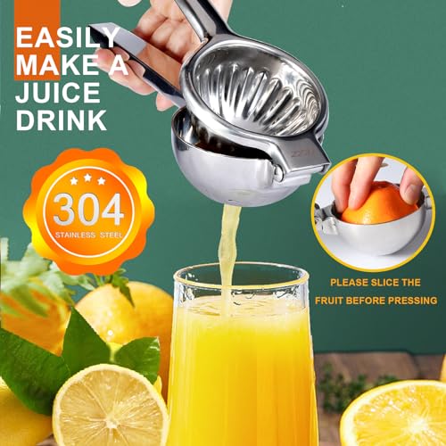TEZZ Upgrated Extra Large Lemon Squeezer, Heavy Duty Handhelp Orange Juicer with 3.47'' extra big Filter Bowl, Stainless Steel Hand Press Citrus Juicer, Lime Squeezer Bar Tool, Manual Citrus Press - Image 2