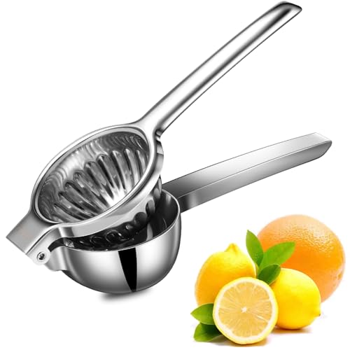 TEZZ Upgrated Extra Large Lemon Squeezer, Heavy Duty Handhelp Orange Juicer with 3.47'' extra big Filter Bowl, Stainless Steel Hand Press Citrus Juicer, Lime Squeezer Bar Tool, Manual Citrus Press - Image 1